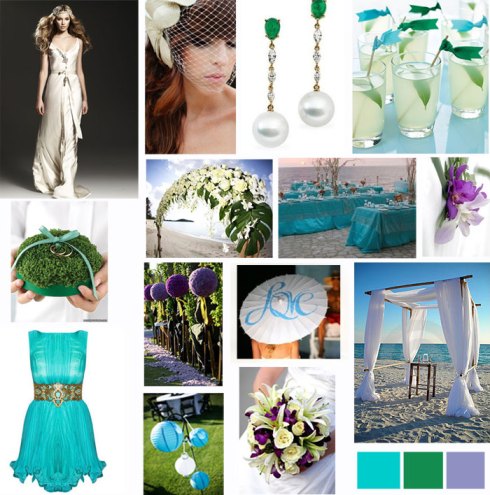 Aqua, Emerald, Purple Wedding Inspiration Board